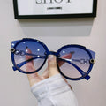 New Vintage Cat Eye Round Sunglasses Women's Korean Version Metal Rimless Gradient Sun Glasses Luxury Shades UV400