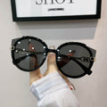 New Vintage Cat Eye Round Sunglasses Women's Korean Version Metal Rimless Gradient Sun Glasses Luxury Shades UV400