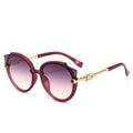 New Vintage Cat Eye Round Sunglasses Women's Korean Version Metal Rimless Gradient Sun Glasses Luxury Shades UV400