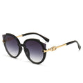 New Vintage Cat Eye Round Sunglasses Women's Korean Version Metal Rimless Gradient Sun Glasses Luxury Shades UV400