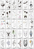 30 Sheets Waterproof Black Tiny Tattoo Feather Women Body Hand Art Drawing Temporary Tattoo Stickers Men Finger Words Tatto Face