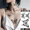 Kids Black Butterfly Flower Small Fresh Waterproof Temporary Tattoo Sticker Sexy Tatoo Chest Neck For Women Men Art Fake Tattoos