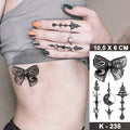 Kids Black Butterfly Flower Small Fresh Waterproof Temporary Tattoo Sticker Sexy Tatoo Chest Neck For Women Men Art Fake Tattoos