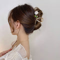 New Women Metal Hair Claw Elegant Gold Flowers Hair Clips Barrette Crab Headband Ponytail Clip Headwear hair accessories tiara