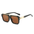 Retro double beam sunglasses men, European and American fashion square frames, versatile metal trend sunglasses women