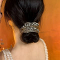 French Light Luxury Pearl Water Diamond Organza Large Intestine Hair Ring Fashion High Beauty Ball Head Pan Hair Tie Hair Rope Female