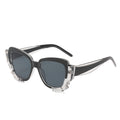 Personalized cat eye sunglasses, European and American trends, irregular crystal mirror glasses, street photo sunglasses, female