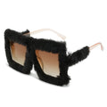 Plush winter sunglasses Women's fashionable cat eye sunglasses Women's cross-border Tiktok sunglasses from Europe and America