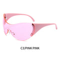 Oversized One Piece Y2K Sunglasses Women Brand Vintage Punk Rimless Sun Glasses Female Men Unique Star Shades Oculos De Sol
