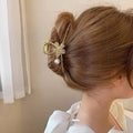 Gold Metal Flower Large Hair Clip for Women Pearl Twist Barrette Grab Clips  New Clip Headdress Hair Accessories