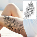Sexy Flower Temporary Tattoos For Women Body Art Painting Arm Legs Tattoos Sticker Realistic Fake Black Rose Waterproof Tattoos