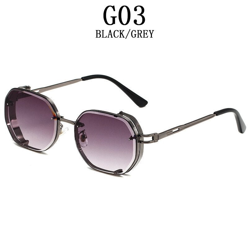 Square Punk Sunglasses For Men 2023 Luxury Steampunk Vintage Fashion