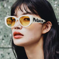 Fashion Oval Letter Logo Sunglasses for Women Man Retro Brand Designer Wide Leg Beige Female Sunglass UV400 Driving Shades