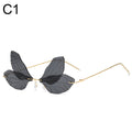 New Fashion Cycling Butterfly Sunglasses for Women UV Protection Vintage Car Metal Rimless Sunglasses Eyewear Decorations