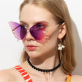 New Fashion Cycling Butterfly Sunglasses for Women UV Protection Vintage Car Metal Rimless Sunglasses Eyewear Decorations