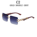 Wooden Sunglasses For Men Square Rimless Sunglasses Women Wood Grain Vintage Fashion Glasses Luxury Retro Gafas De Sol Sun