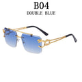 Wooden Sunglasses For Men Square Rimless Sunglasses Women Wood Grain Vintage Fashion Glasses Luxury Retro Gafas De Sol Sun
