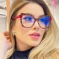 New Fashion Retro Cat Eye Anti Blue Light Glasses For Women Vintage Computer Eyeglasses Oversized Frame Double Blocking Eyewear