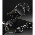 Vintage Round Sunglasses Men Women Leather Shield Sun Glasses  Twin Bridge Designed Shade KD179