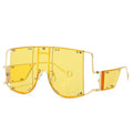 Metal Rivet Eyewear Oversized Mirror Square Sunglasses Men Women Shades Glasses Trend Unique Female UV400