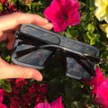 Black Sunglasses Women Square Flat Top Oversized Vintage Retro big frame fashion sunglasses feminine black female glasses