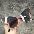 Butterfly Diamond Luxury Brand Designer Sunglasses Trendy Fashion Rimless Crystal Sun Glasses Bling Diamond Eyewear