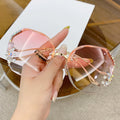 Diamond Sunglasses Women UV400 Rimless Vintage Sun Glasses Rhinestone Retro Sunglass Luxury Designer
