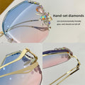 Diamond Sunglasses Women UV400 Rimless Vintage Sun Glasses Rhinestone Retro Sunglass Luxury Designer