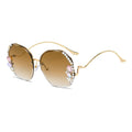 Diamond Sunglasses Women UV400 Rimless Vintage Sun Glasses Rhinestone Retro Sunglass Luxury Designer