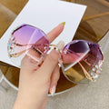 Diamond Sunglasses Women UV400 Rimless Vintage Sun Glasses Rhinestone Retro Sunglass Luxury Designer