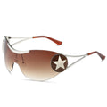 Fashion Brand Designer Y2K Rimless Sunglasses Women For Men 2023 New Trend Sun Glasses Luxury Vintage Punk Metal Star Big Goggle