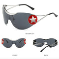 Fashion Brand Designer Y2K Rimless Sunglasses Women For Men 2023 New Trend Sun Glasses Luxury Vintage Punk Metal Star Big Goggle
