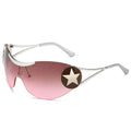 Fashion Brand Designer Y2K Rimless Sunglasses Women For Men 2023 New Trend Sun Glasses Luxury Vintage Punk Metal Star Big Goggle