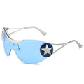 Fashion Brand Designer Y2K Rimless Sunglasses Women For Men 2023 New Trend Sun Glasses Luxury Vintage Punk Metal Star Big Goggle