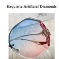 Fashion Glasses Diamond Sunglasses Women Brand Rimless Shades For Women Luxury Vintage Vasos Decorativos Zonnebril Dames