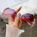Fashion Glasses Diamond Sunglasses Women Brand Rimless Shades For Women Luxury Vintage Vasos Decorativos Zonnebril Dames