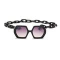 Fashion Punk Square Sunglasses Women Vintage Unique Chain Polygon ]Female Shades Large Frame