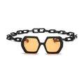 Fashion Punk Square Sunglasses Women Vintage Unique Chain Polygon ]Female Shades Large Frame