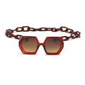 Fashion Punk Square Sunglasses Women Vintage Unique Chain Polygon ]Female Shades Large Frame