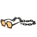 Fashion Punk Square Sunglasses Women Vintage Unique Chain Polygon ]Female Shades Large Frame