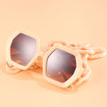 Fashion Punk Square Sunglasses Women Vintage Unique Chain Polygon ]Female Shades Large Frame
