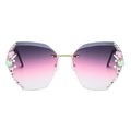 Fashion Rimless Diamond Sunglasses Women UV400 Rhinestone Female Vintage Gradient Sunglass