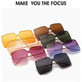 Fashion Square Sunglasses Women Designer  Trend New Alloy Frame Oversize Gradient Shades