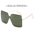 Fashion Square Sunglasses Women Designer  Trend New Alloy Frame Oversize Gradient Shades