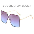 Fashion Square Sunglasses Women Designer  Trend New Alloy Frame Oversize Gradient Shades