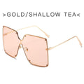 Fashion Square Sunglasses Women Designer  Trend New Alloy Frame Oversize Gradient Shades