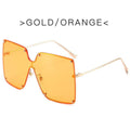 Fashion Square Sunglasses Women Designer  Trend New Alloy Frame Oversize Gradient Shades