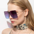 Fashion Square Sunglasses Women Designer  Trend New Alloy Frame Oversize Gradient Shades