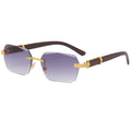 Blue MIRROR Frameless Gold Metal Ladies Sunglasses Men Rimless Brown Sun Glasses For Women Fashion Shades Cutting Eyeglass