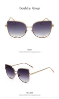 Cat Eye Sunglasses Women Vintage Fashion Metal Frame Clear Lens Sun Glasses Unique Flat Ladies Eyewear UV400 R058